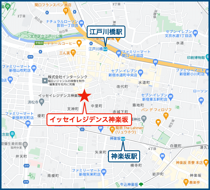 ISSEI Residence神楽坂の地図