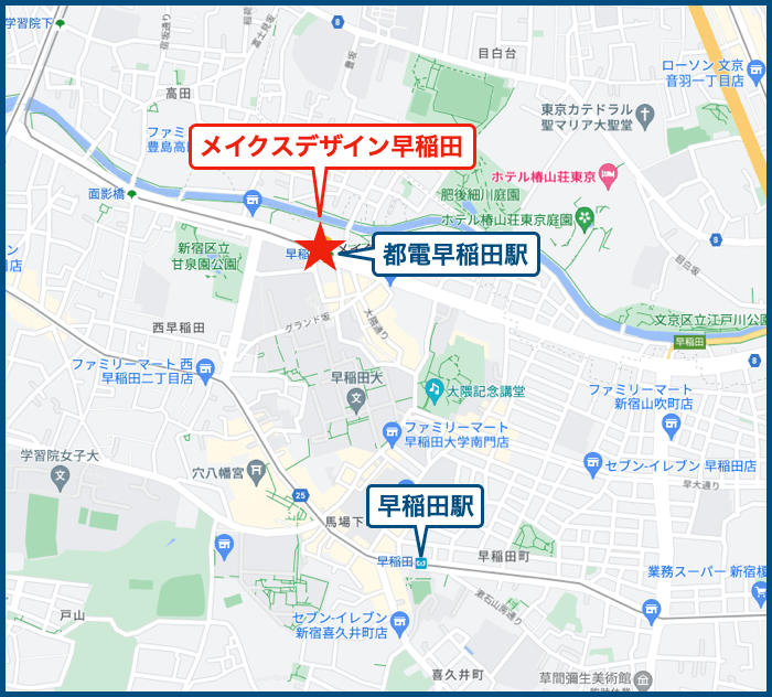 メイクスデザイン早稲田の地図