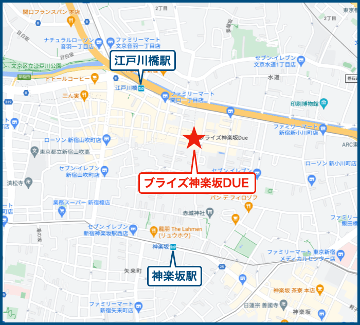 ブライズ神楽坂DUEの地図