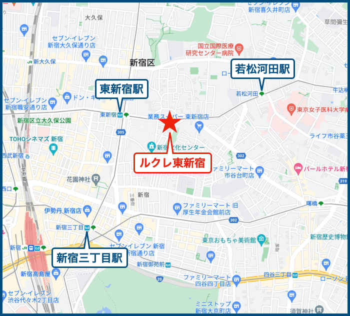 ルクレ東新宿の地図