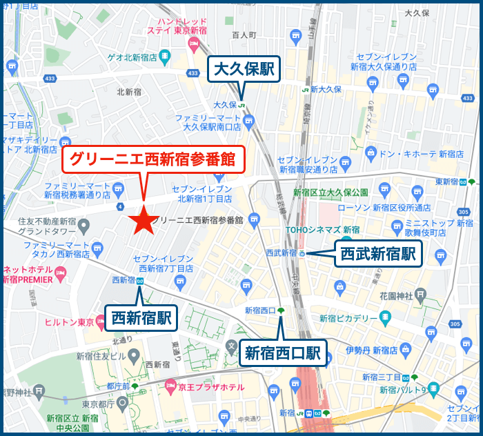 グリーニエ西新宿参番館の地図