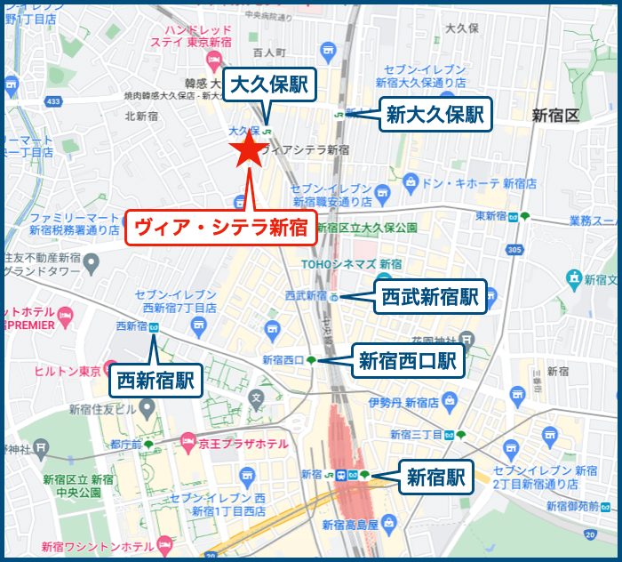 ヴィア・シテラ新宿の地図