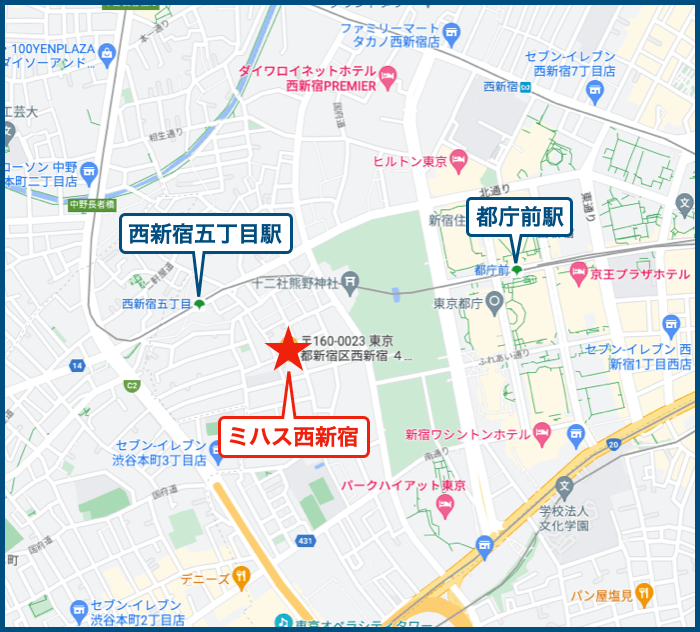 ミハス西新宿の地図