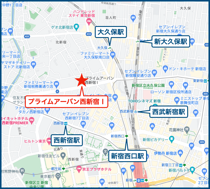 プライムアーバン西新宿Ⅰの地図
