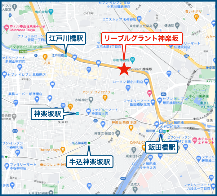 リーブルグラント神楽坂の地図