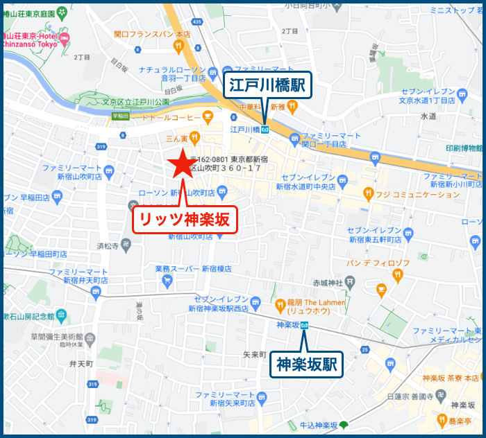 RITZ KAGURAZAKAの地図
