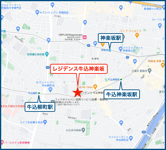 レジデンス牛込神楽坂の地図