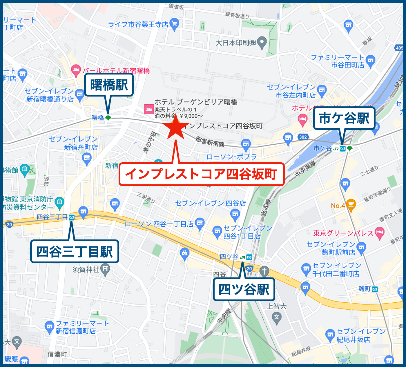 インプレストコア四谷坂町の地図