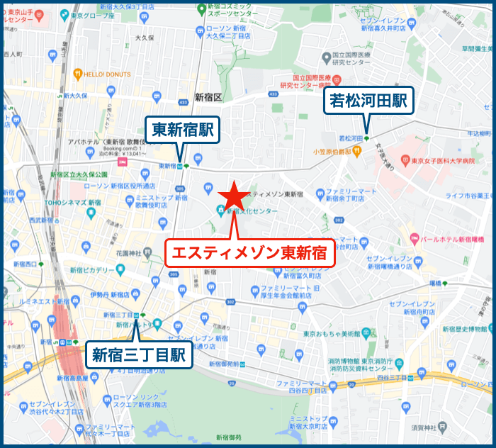エスティメゾン東新宿の地図
